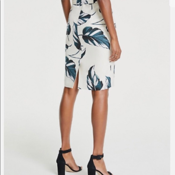 Ann Taylor linen blend paper bag waist pencil skirt size 4 EUC ivory dark green - Picture 11 of 11